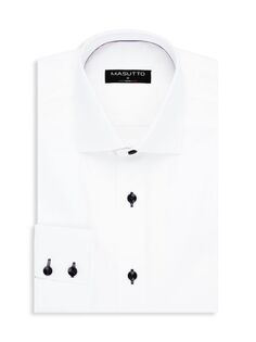 Классическая рубашка с текстурированными пуговицами и контрастными пуговицами Masutto, белый