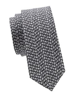 Шелковый галстук с логотипом в елочку Givenchy, цвет Black White