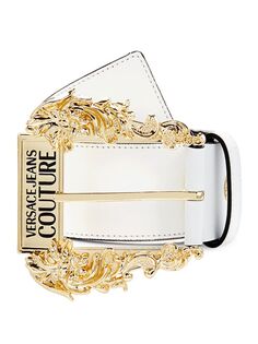 Кожаный ремень с логотипом Versace, белый