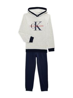 Комплект из двух предметов: флисовая толстовка и джоггеры для мальчика Calvin Klein, белый