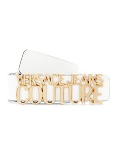 Кожаный ремень с логотипом Versace, белый