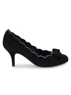 Кожаные туфли на каблуке миди с украшением Carla Ferragamo, черный