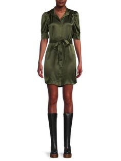 Шелковое мини-платье Gillian Frame, цвет Fatigue Green