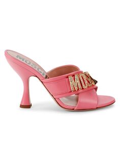 Сандалии-мюли с расклешенным каблуком с логотипом Moschino Couture!, розовый