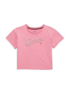 Свободная футболка с графическим логотипом для девочек Tommy Hilfiger, розовый