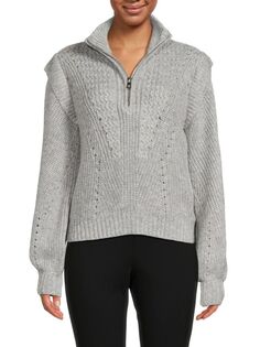 Свитер на молнии в стиле пуантелле Dkny, цвет Flint Heather Grey