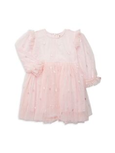 Сетчатое платье с сердечками для маленькой девочки Doe A Dear, розовый