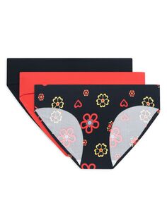 Комплект из 3 бесшовных трусиков бикини в ассортименте Aqs, цвет Flower Red Combo