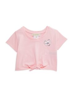 Укороченная футболка с завязками для маленьких девочек и девочек Michael Michael Kors, розовый