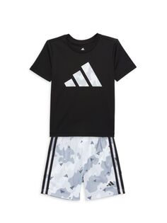 Комплект из двух предметов: шорты и футболка с логотипом для маленького мальчика Adidas, черный