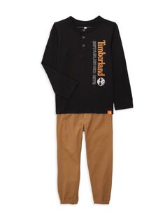 Комплект из двух предметов: футболка и штаны для маленького мальчика Timberland, черный