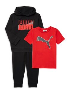 Комплект из трех предметов: худи, футболка и джоггеры для маленького мальчика Puma, черный