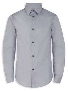 Классическая рубашка из эластичного поплина для мальчиков с пуговицами спереди Calvin Klein, серебро