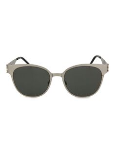 Овальные солнцезащитные очки 54MM Saint Laurent, серебро