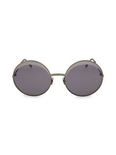 Круглые солнцезащитные очки 60MM Bottega Veneta, серебро