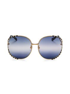 Круглые солнцезащитные очки 64MM Gucci, цвет Gold Black