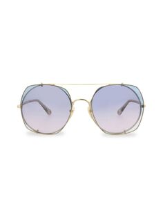 Солнцезащитные очки 56MM с геометрическим рисунком Chloé, цвет Gold Grey Chloe
