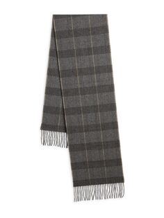 Клетчатый кашемировый шарф Saks Fifth Avenue, серый