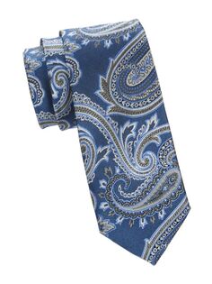 Шелковый галстук с пейсли Bruno Piattelli, цвет Grey Blue