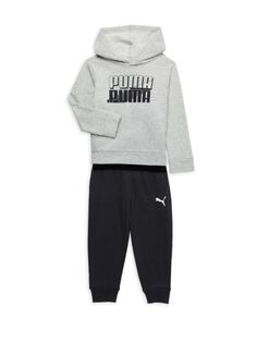 Комплект из трех предметов: худи, футболка и джоггеры для маленького мальчика Puma, серый