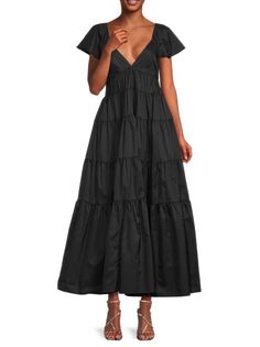 Многоярусное платье макси Corsica Staud, черный