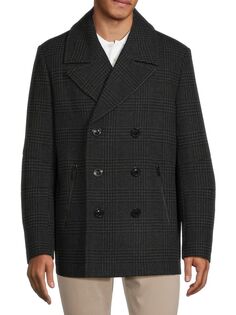 Пальто из смесовой шерсти в клетку Karl Lagerfeld Paris, серый