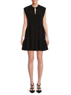 Многоярусное мини-платье DKNY, черный