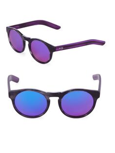 Зеркальные круглые солнцезащитные очки 49MM Aqs, цвет Grey Purple