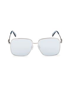 Квадратные солнцезащитные очки с кристаллами Swarovski 59MM Swarovski, цвет Gunmetal