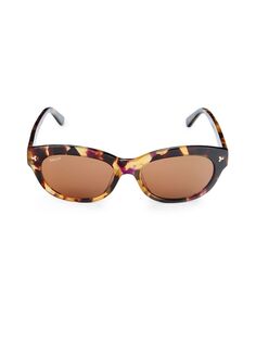 Овальные солнцезащитные очки 54MM Bally, цвет Havana