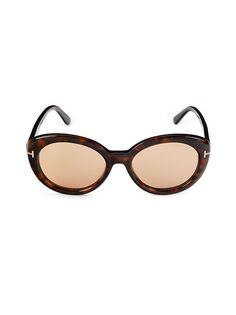 Овальные солнцезащитные очки 55MM Tom Ford, цвет Havana