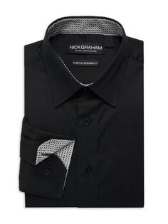 Однотонная классическая рубашка современного кроя Nick Graham, черный