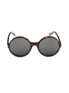 Круглые солнцезащитные очки 58MM Saint Laurent, цвет Havana Brown