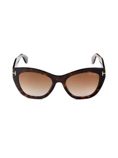 Солнцезащитные очки-бабочки 56MM Tom Ford, цвет Havana Brown