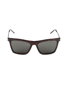 Прямоугольные солнцезащитные очки 55MM Saint Laurent, цвет Havana Brown