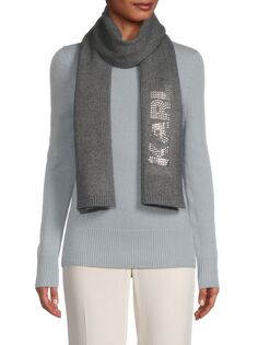 Вязаный шарф с заклепками и логотипом Karl Lagerfeld Paris, цвет Heather Granite