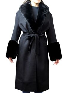 Пальто с отделкой из искусственного меха La Fiorentina, черный