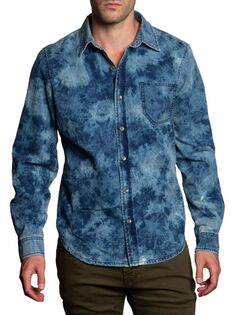 Джинсовая рубашка тай-дай Stitch&apos;S Jeans, синий