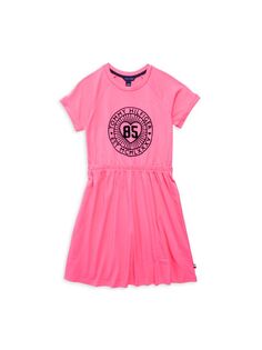 Платье-футболка с логотипом для девочек Tommy Hilfiger, цвет Hot Pink