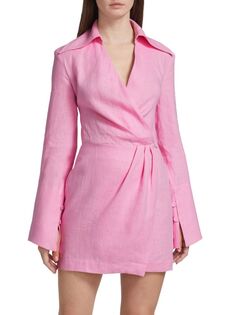 Льняное мини-платье Esma Nanushka, цвет Hot Pink