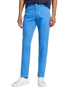 Узкие хлопковые брюки Saks Fifth Avenue, цвет Ibiza Blue
