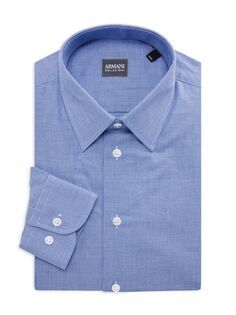 Классическая рубашка в микроклетку Armani Collezioni, синий