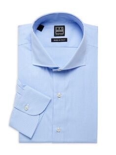 Классическая рубашка в клетку с вырезом Ike Behar, синий