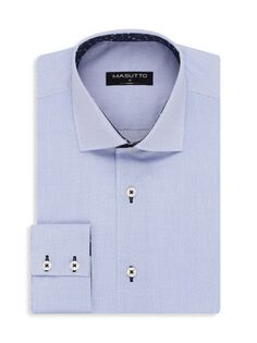 Классическая рубашка классического кроя в горошек Masutto, синий