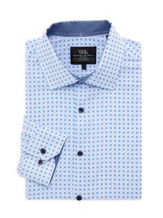 Классическая рубашка с геометрическим принтом Wrk, синий