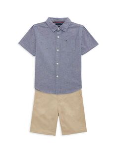 Комплект из двух предметов: рубашка и шорты с логотипом для маленького мальчика Tommy Hilfiger, синий