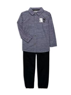 Комплект из двух предметов: рубашка и брюки с логотипом для маленького мальчика Calvin Klein, синий