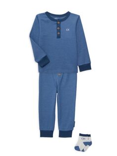 Комплект из трех предметов: футболка, джоггеры и носки для маленького мальчика Calvin Klein, синий
