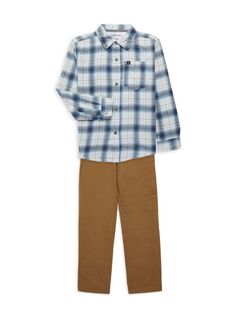 Комплект из двух предметов: рубашка и брюки в клетку для маленького мальчика Calvin Klein, синий