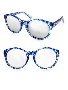 Круглые солнцезащитные очки с ромашками 53MM Aqs, синий